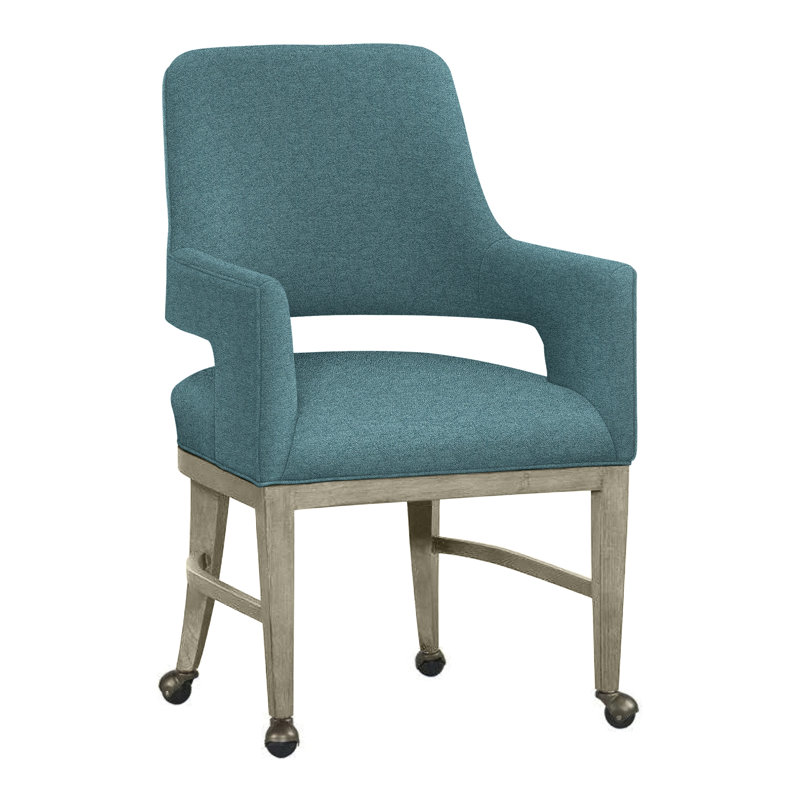 Chaise avec accoudoirs Josie, Turquoise 8789, Amande chamois