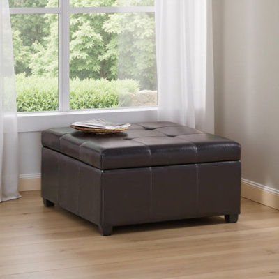 35Inch Storage Ottoman,Large Square Ottoman Bench With Storage,Tufted Ottomans Footstool