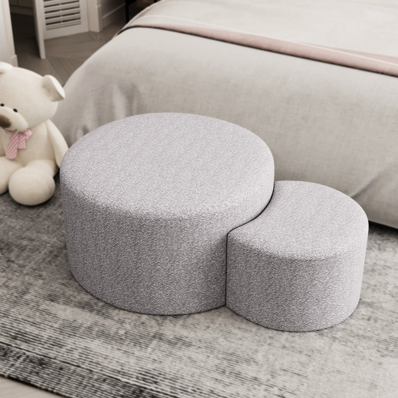 Table basse gigogne rembourrée beige - Côté et siège pour le salon en tissu