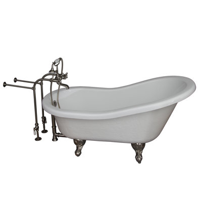 67'' x 29.5'' Freestanding Soaking Acrylic Bathtub with Faucet