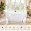 Baignoire autoportante 55 po en acrylique blanc brillant avec trop-plein encastré et drain central - Baignoire de trempage moderne à haut dossier