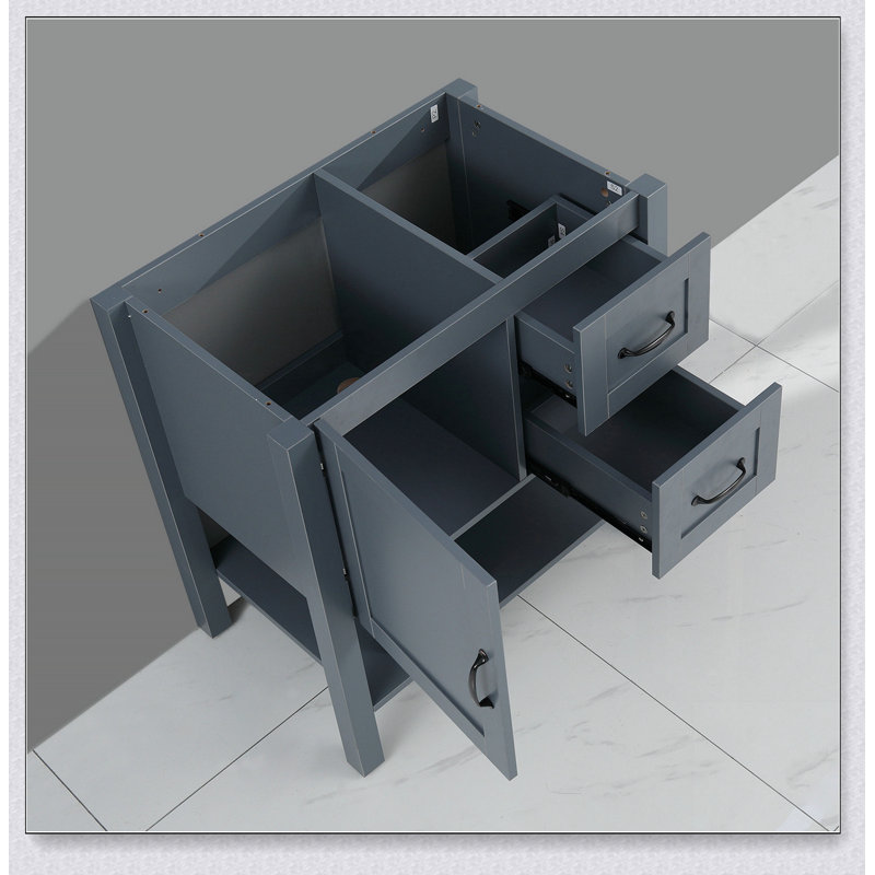 Meuble-lavabo gris 30 po avec miroir et plateau seulement
