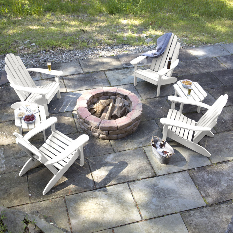 Chaise Adirondack en plastique avec table Anette, Blanc
