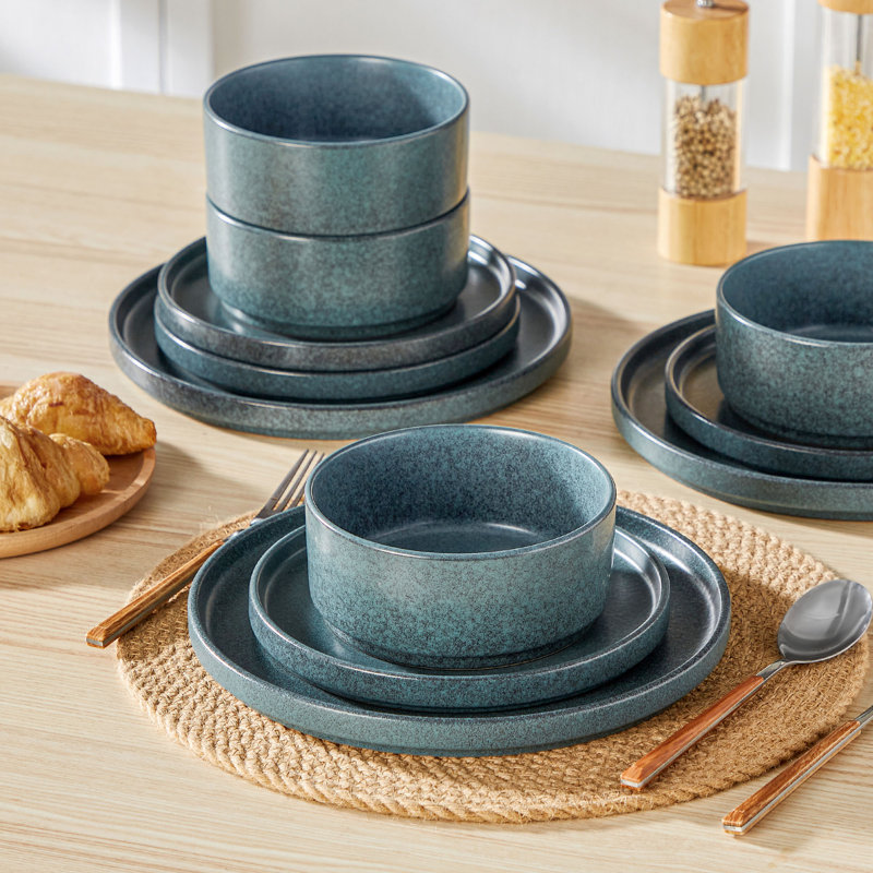 Stoneware Dinnerware - Service for 4, Blue