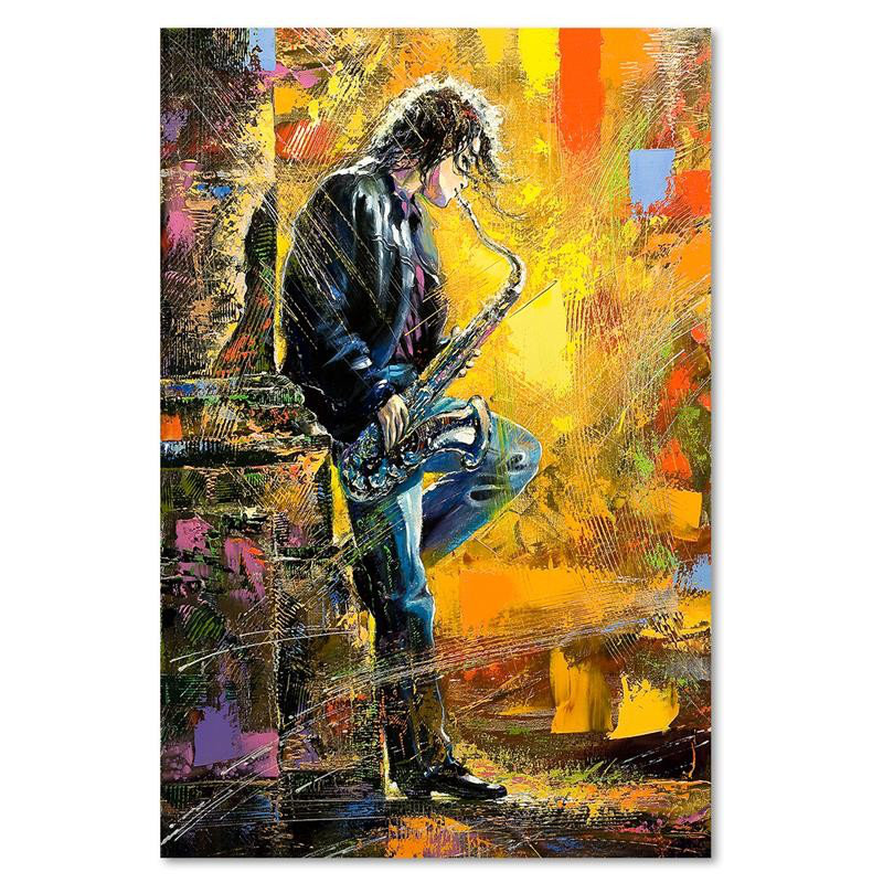 Musician With Saxophone - Wrapped Canvas Print, 60cm H x 40cm W
