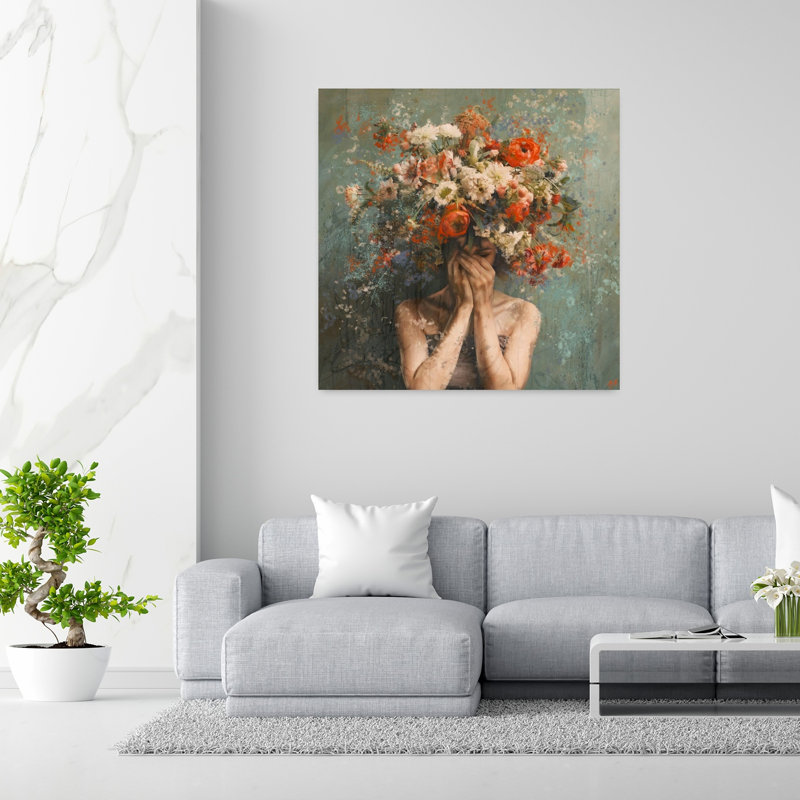Art floral contemporain, H 48 po x l 48 po