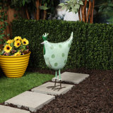 21"H Metal Polka Dot Standing Hen Decor Animal Statue