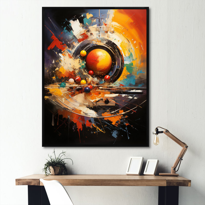 Celsie Billard Cueball Symphony An II, reproduction d'art sur toile, H 32 po x l 16 po x P 1 po, Cadre flottant noir