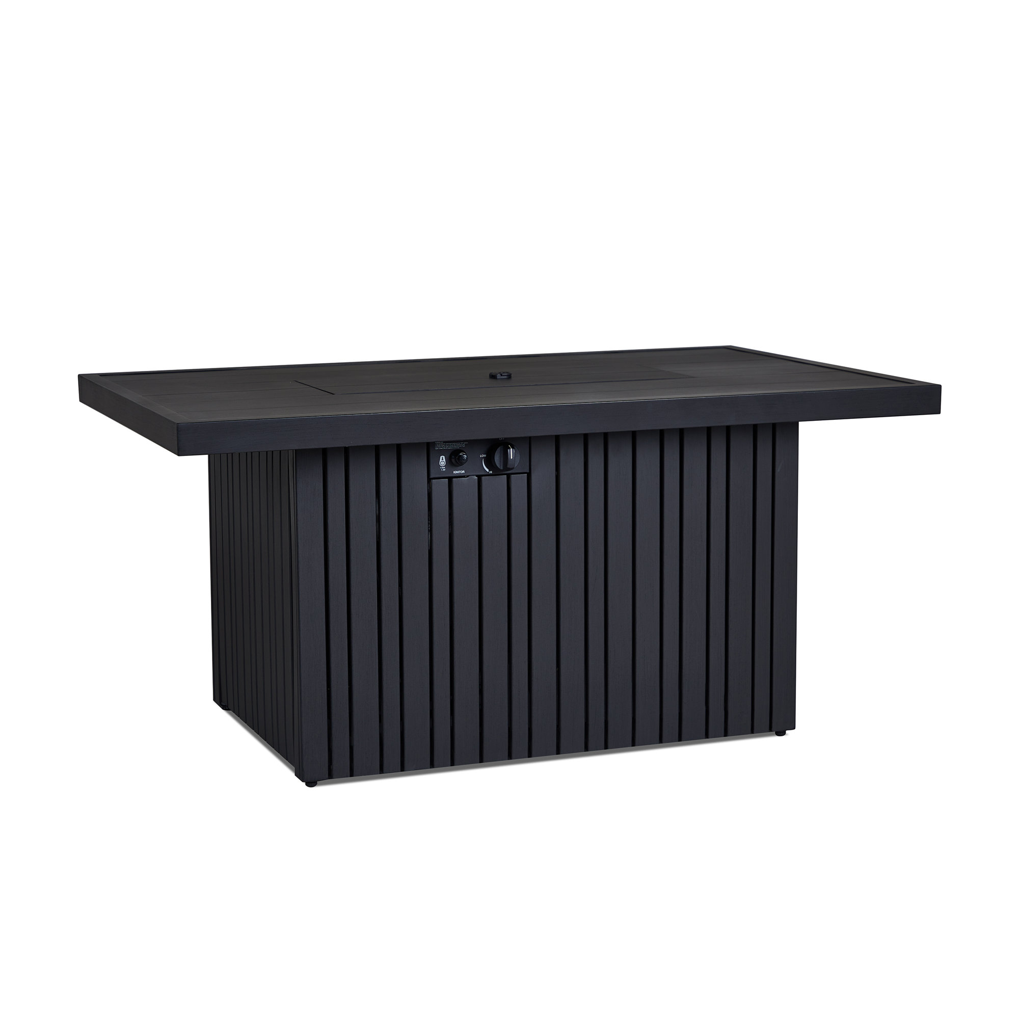 Calvin 52" Rectangle Metal Propane Fire Pit Table With Hidden Tank in Black Coral by Real Flame, Black Coral