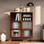 Bibliothèque de rangement en bois massif brun