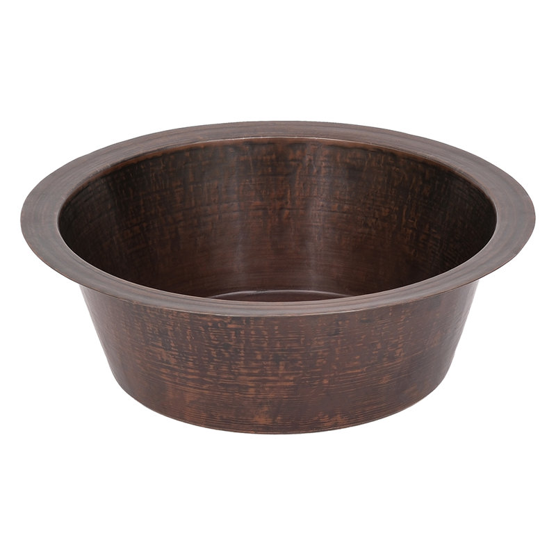 Évier de bar rond martelé 14 "avec ouverture de drain 2"