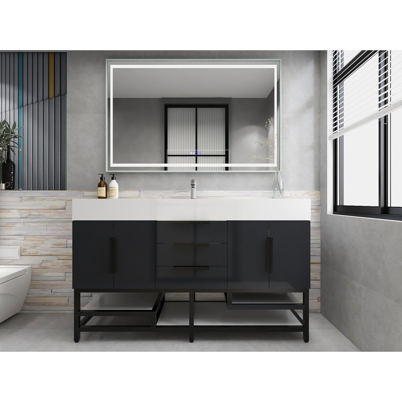 Jessica 60'' Free Standing Single Bathroom Vanity, Gloss Gray