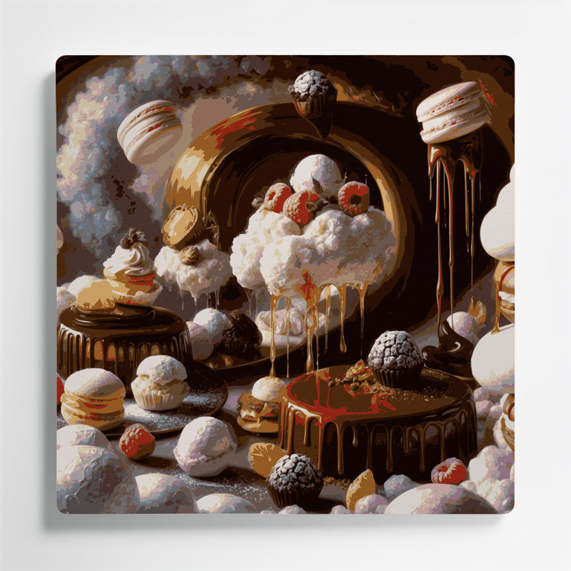 Desserts traditionnels, art mural noir en métal, H 16 po x l 16 po