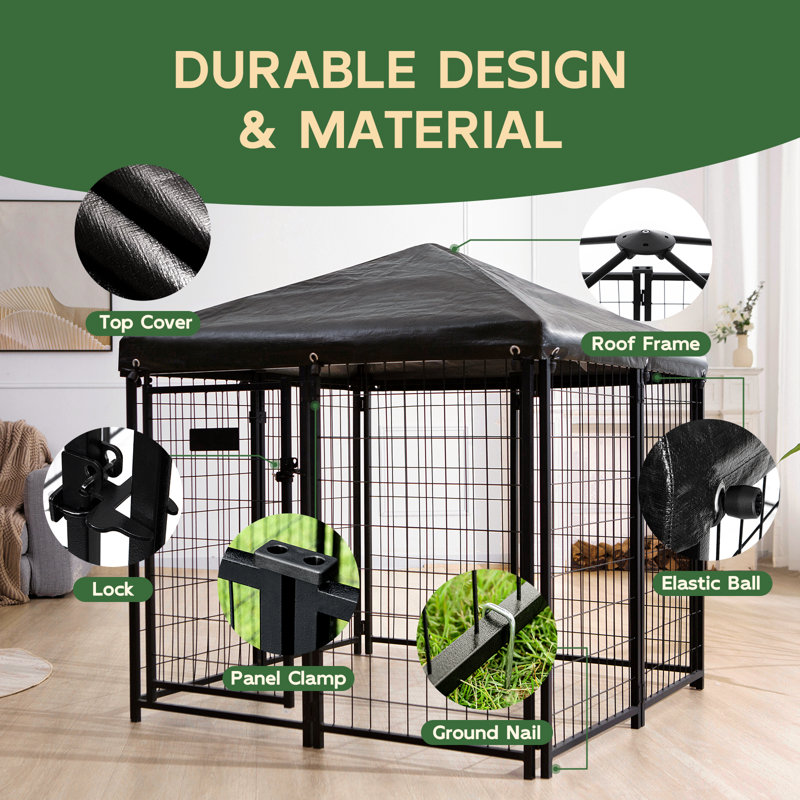 8 Panels Folding Hinges Dog Kennel