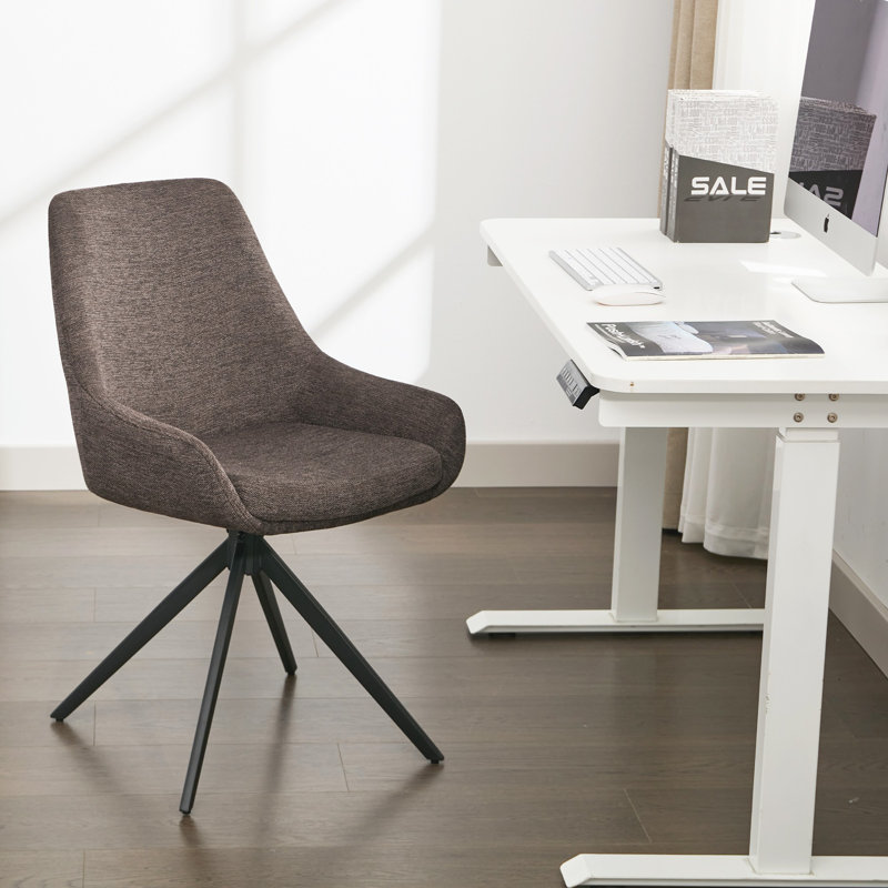 Chaise de bureau en lin Loklun, Brun