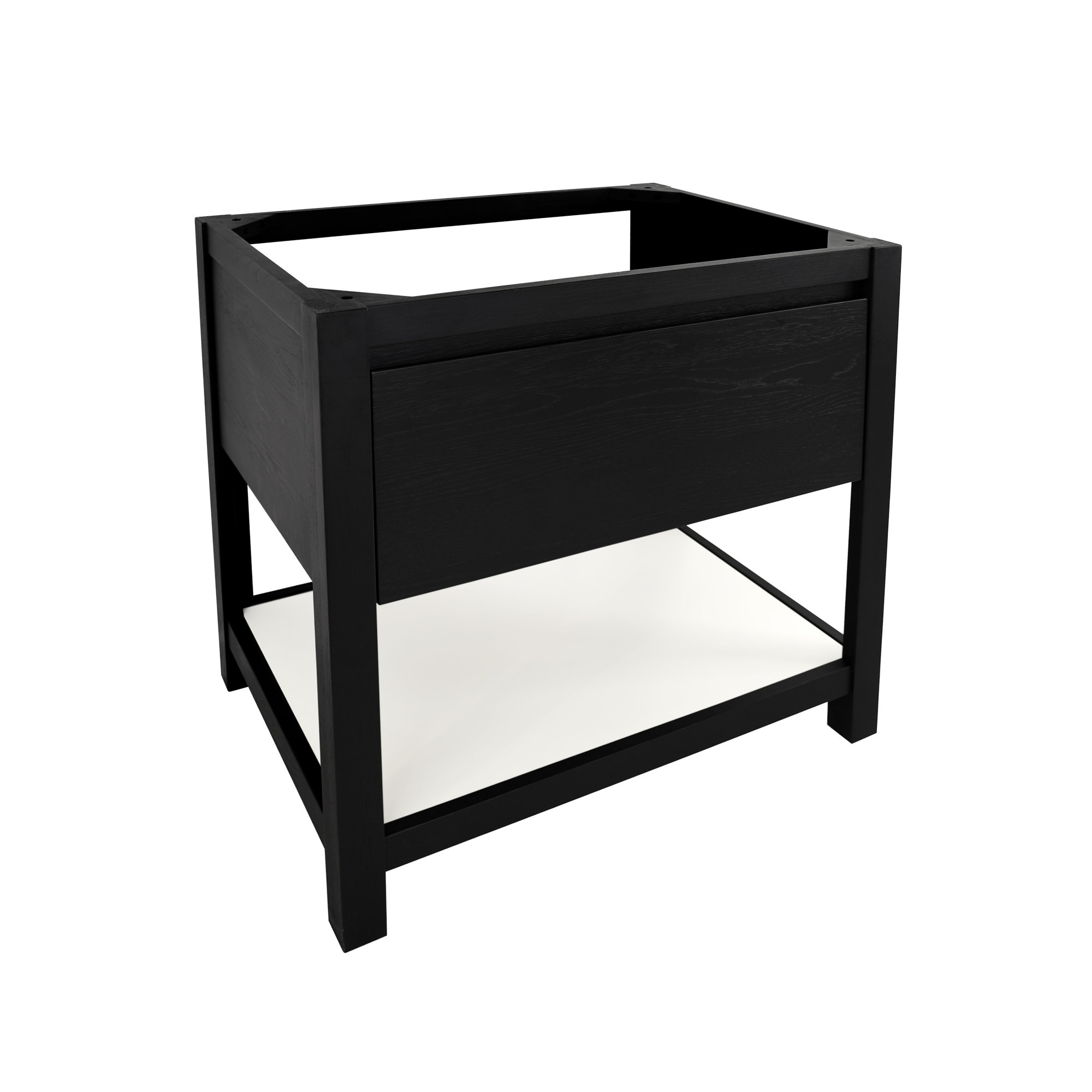 Solace 30.5" Single Bathroom Vanity Set, Pearl, Pearl, Midnight Oak
