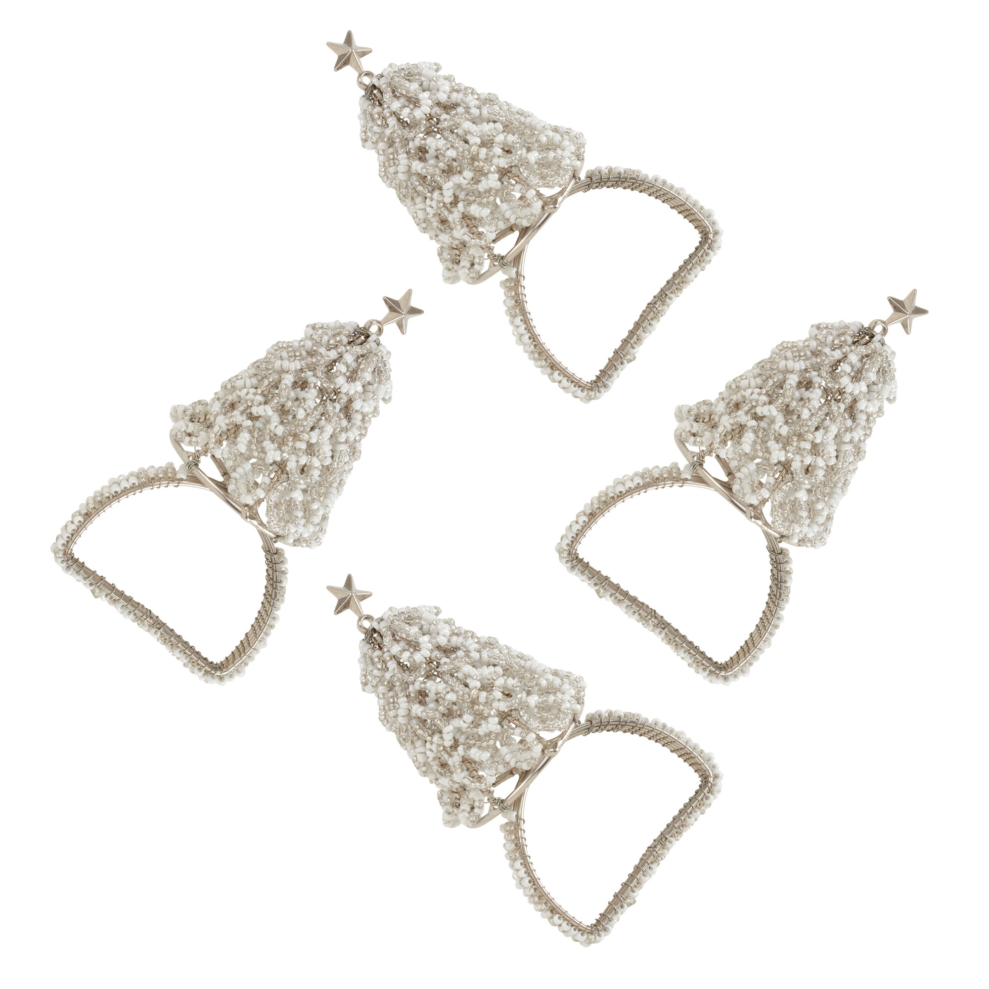 Christmas Tree Design Napkin Rings (Set Of 4), Silver