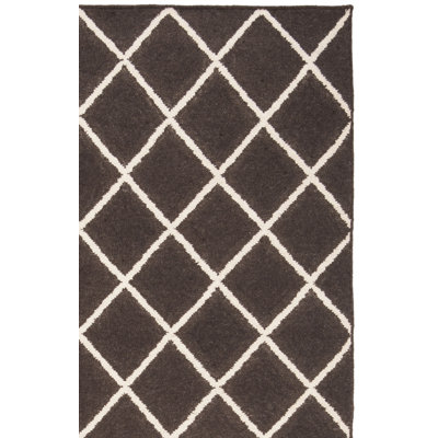 Mccall Hand Woven Flat Weave Wool/Cotton Geometric Rug in Brown/Ivory