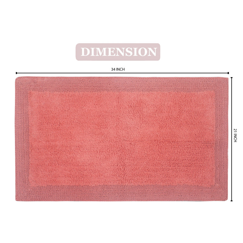 Tapis de bain réversible de couleur unie BRUSS, Corail, L 21 po x L 34 po