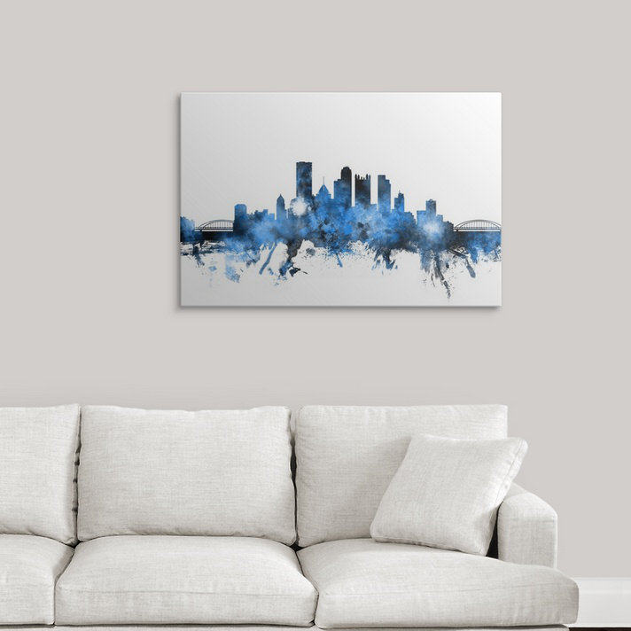 «Pittsburgh Pennsylvania Skyline» par Francy, impression, H 32 po x l 48 po x P 1,5 po, Toile