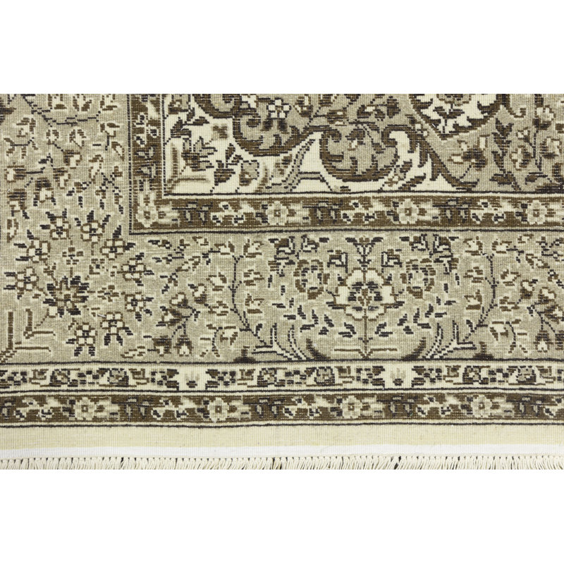 Tapis oriental crème en laine noué à la main 5 pi 9 po x 7 pi 10 po Paighton
