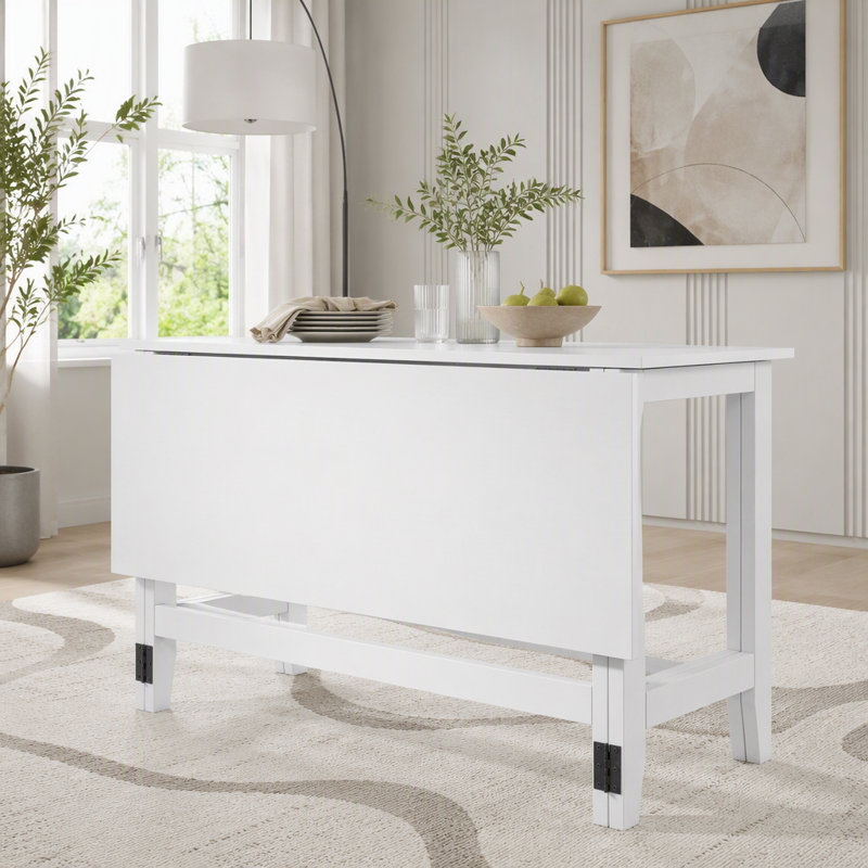 Extendable Drop-Leaf Dining Table, White