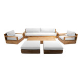 Pacific Outdoor 4 - Piece Teak Conversation Set with Sunbrella Cushions