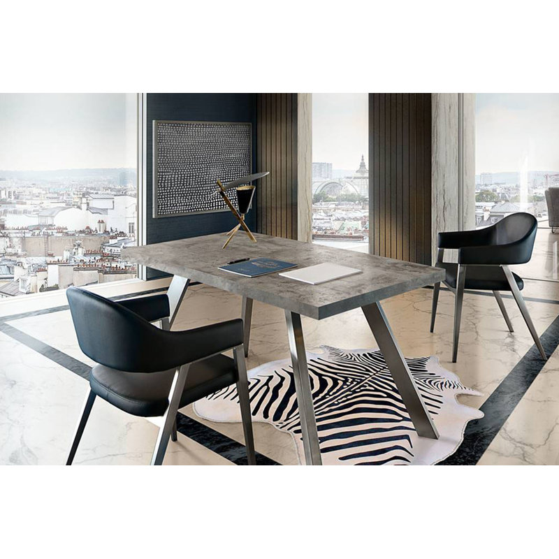 Adele Black Faux Leather Metal Frame Arm Chair Set of 2