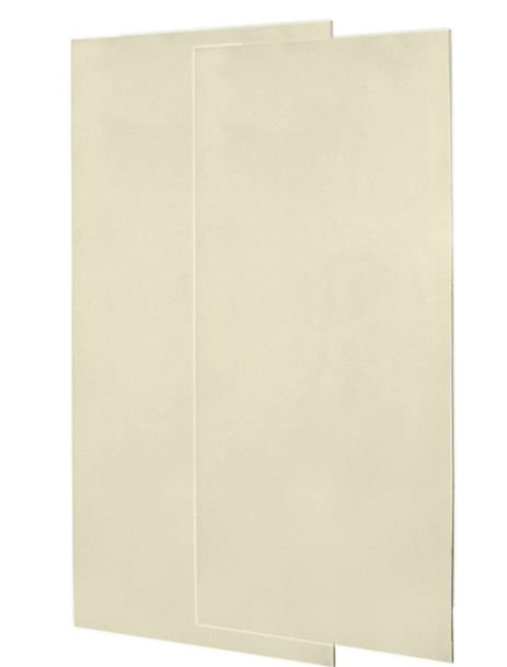 Solid Surface Two Panel Shower Wall, Bone, 96" H x 36" W x 0.25" D