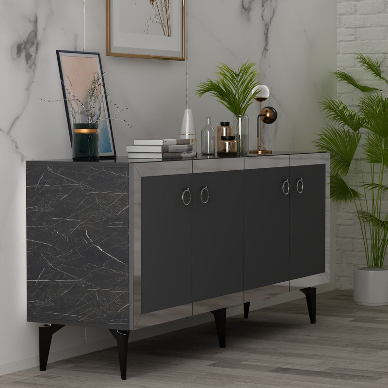 Olivia 150cm Console Table, Grey/Silver