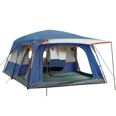 Très grande tente 10-12-14 personnes (B), tentes familiales, 2 chambres, 3 portes et 3 fenêtres avec filet, mur droit, imperméable, double couche, grande tente pour l'extérieur, pique-nique, camping, rassemblement familial