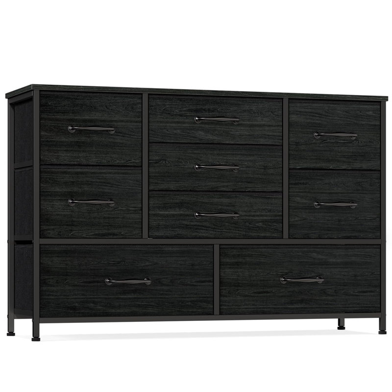Iron 45'' W 9 - Drawer Dresser, Black Oak