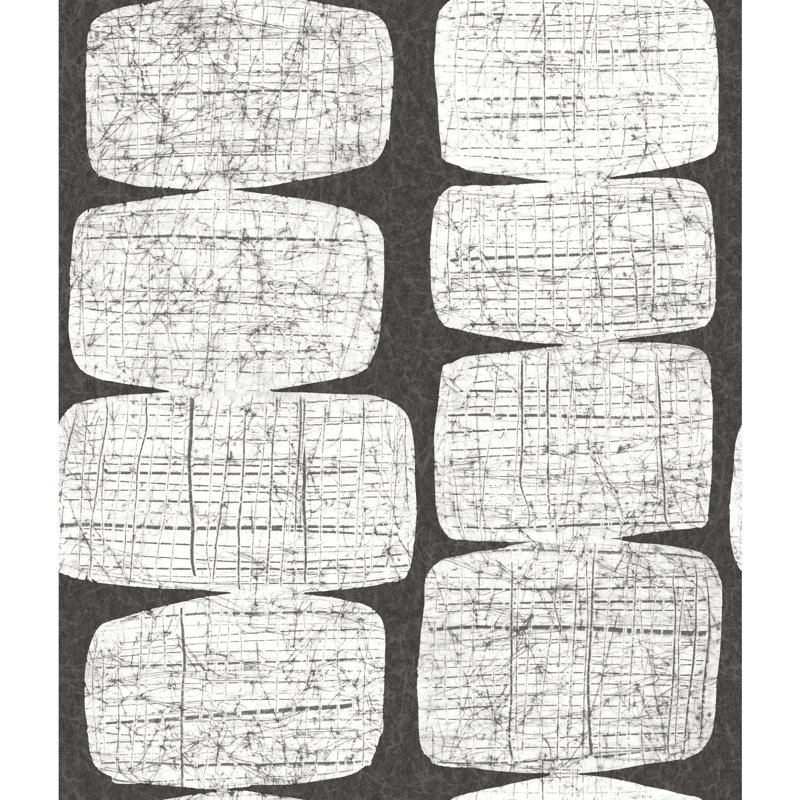 MID-CENTURY BEADS Peel & Stick Abstract Roll, Black/White