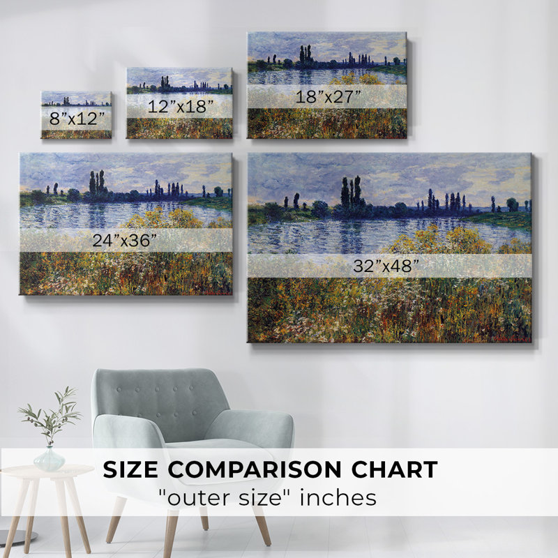 Toile tendue sur les bords de seine à Vétheuil par Monet-Gallery, H 12 po x l 18 po