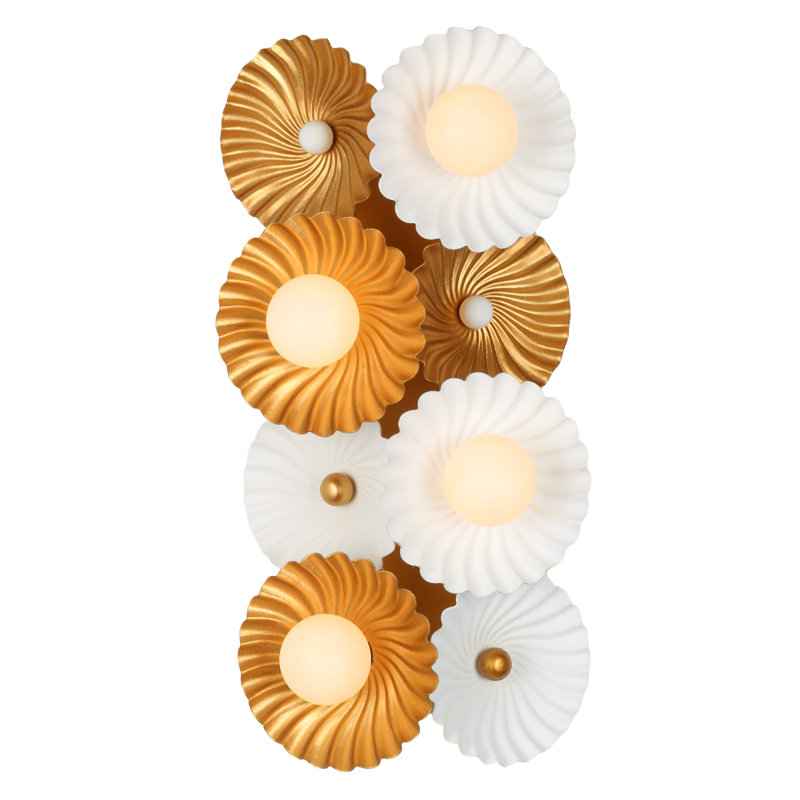 Damas 6 LT blanc avec applique murale en laiton Kalco, Blanc / Laiton