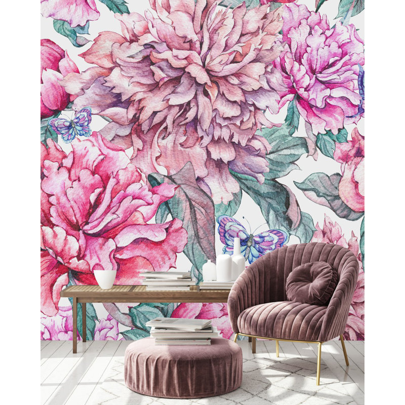 Peel & Stick Floral Wall Mural, 8.33' W x 8.33' L