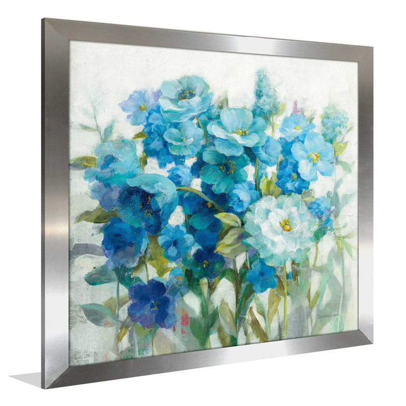Summer Blues - Peinture, H 37,5 po x l 37,5 po x P 1 po, Encadrement argenté