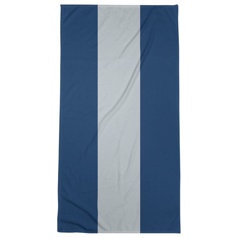 Cotton Blend Lightweight Bath Towel, Navy Blue/Silver/Navy Blue