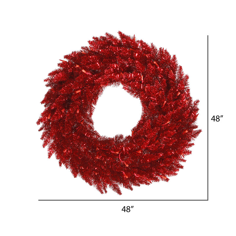 Couronne de Noël artificielle en PVC, H 48 po x l 48 po x P 5 po, Rouge