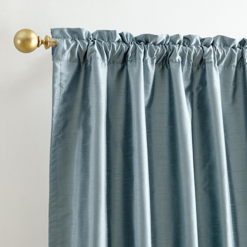 Lenox Imperial Faux Silk Window Curtain, Gold - 52"W x 84"L, Mineral, 52"W x 95"L