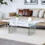 Table basse contemporaine contemporaine en marbre blanc avec fonction relevable et pieds antidérapants pour la maison-1466366546