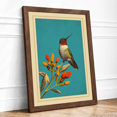Hummingbird on Blossom Botanical - Framed Print