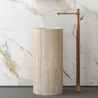 Chloe 33" Tall Pedestal Bathroom Sink Solid Surface Bathroom Sink