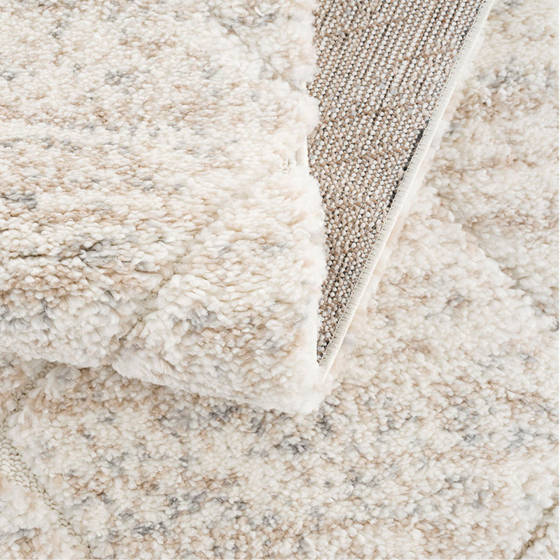 Tapis à motif de treillis Talas crème, Rectangle 7 pi 11 po x 10 pi