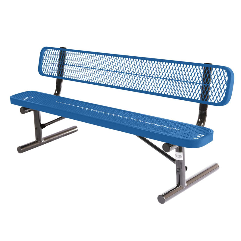 Bench, Textured Black, Expanded, 6Ft, With Back, Portable, 6ft With-Back Portable, Expanded, Textured Light Blue