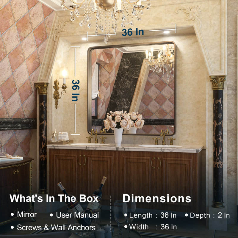 Miroir d'appoint Tyro, Bronze, 36 po x 36 po, Square