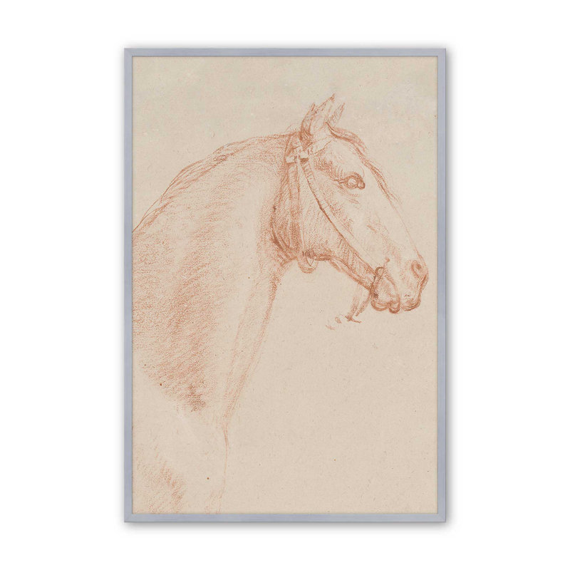 «The Horse Aga» par Alexander Laureus, reproduction d'art sur toile, Argent argent, H 32 po x l 24 po