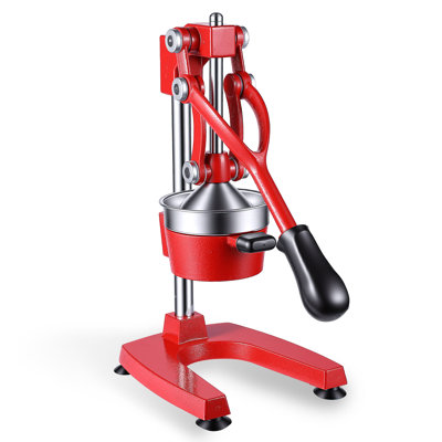 Presse-agrumes manuel, presse-agrumes à main de 38 cm de haut, extracteur de jus frais manuel pour citron, grenade et pamplemousse, en fonte robuste, facile à nettoyer, usage domestique et professionnel, rouge