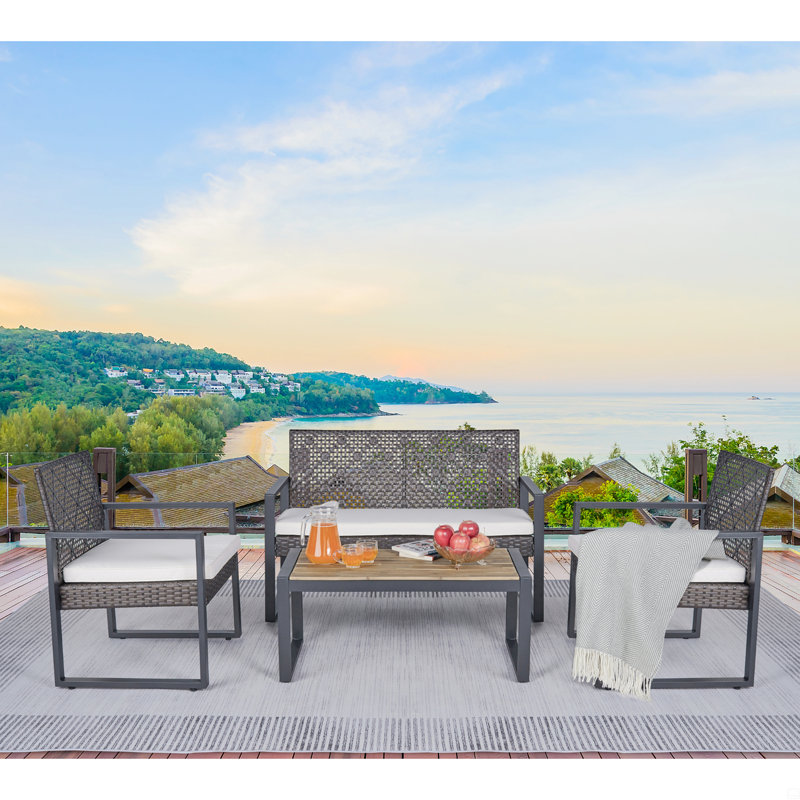 Ensemble de meubles de patio 4 pièces avec balcon et véranda