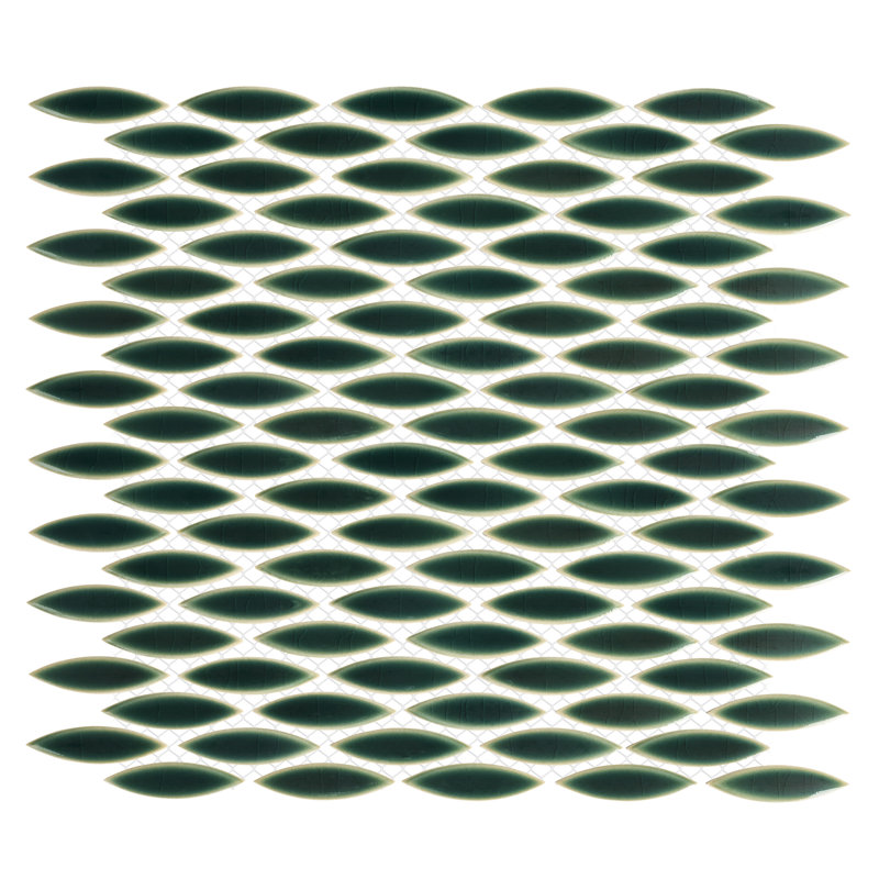 Carreau de mosaïque en porcelaine 12 po x 12 1/2 po Pescado, Vert